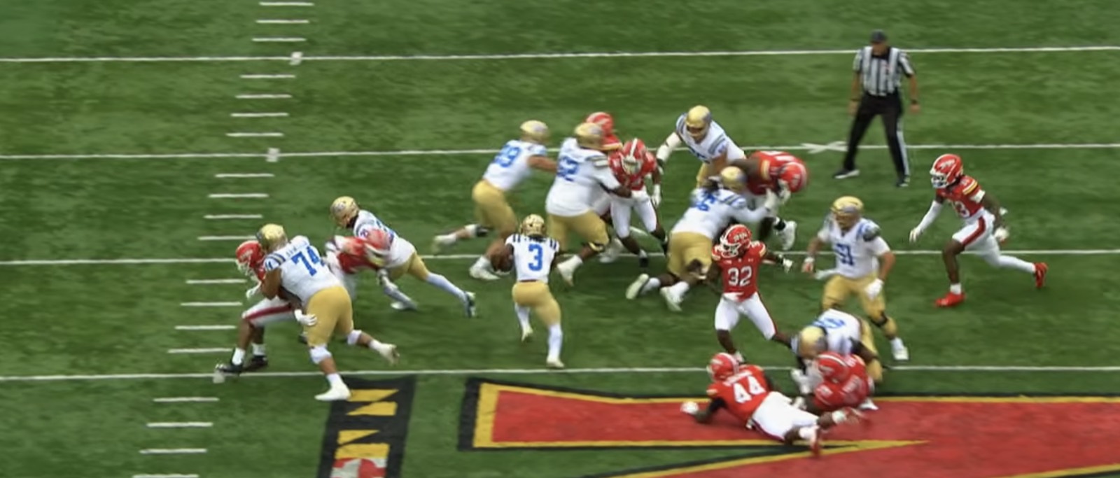 Blocking on Wayne Knight’s fourth-down touchdown run against Maryland